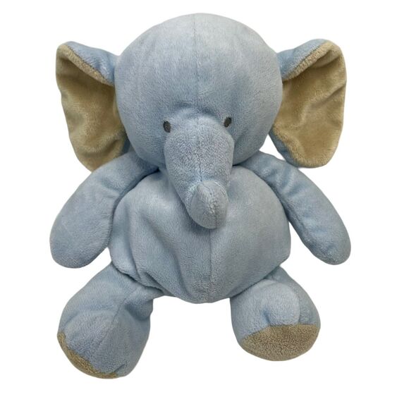 Carters Blue Elephant Stuffed Animal Plush Beanie Bottom 9 Inch Embroidered Eyes - Picture 1 of 7